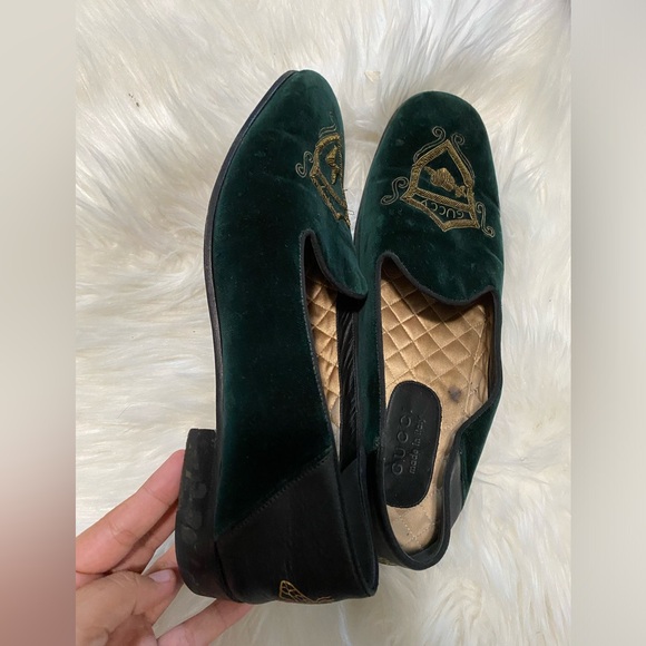 Gucci Velvet Crest Embroidered Mens Loafers size 10.5 - Picture 11 of 11